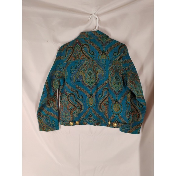 Vintage Don't Mess With Texas Womens SMALL Blue Tapestry Blazer Gold Buttons - Picture 9 of 15